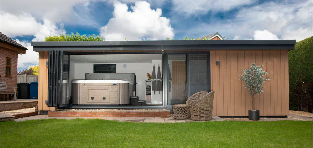 A garden room in Runcorn Cheshire with a sauna